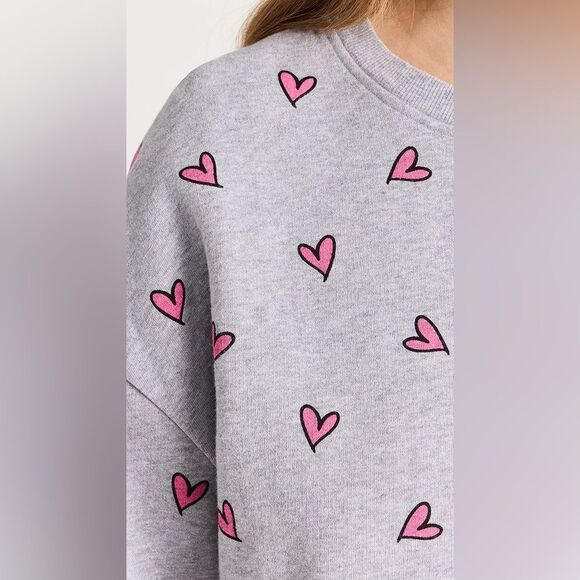 KULE Oversized All Over Hearts Sweatshirt NWT - Picture 4 of 10